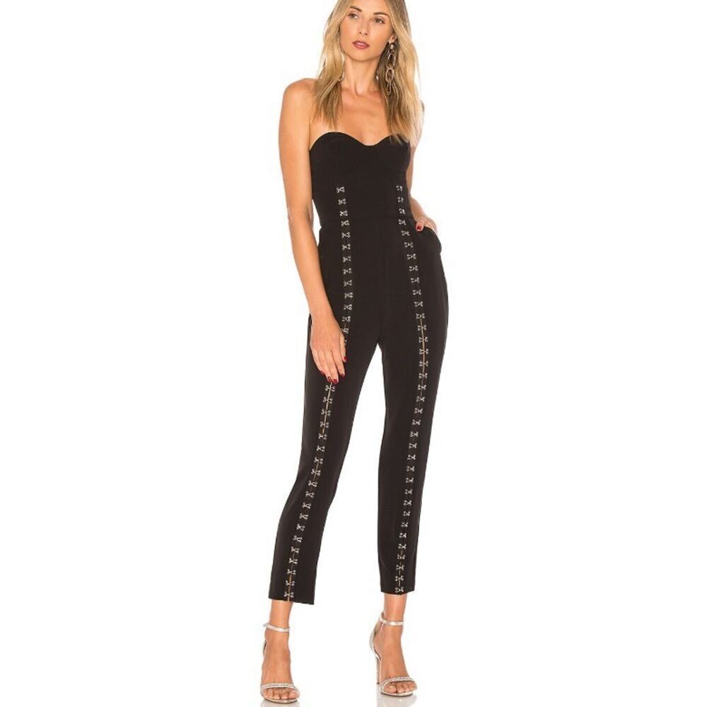 NBD S Jumpsuit Aahna Black Strapless Hook Eye Mariachi Style Pants Set Revolve